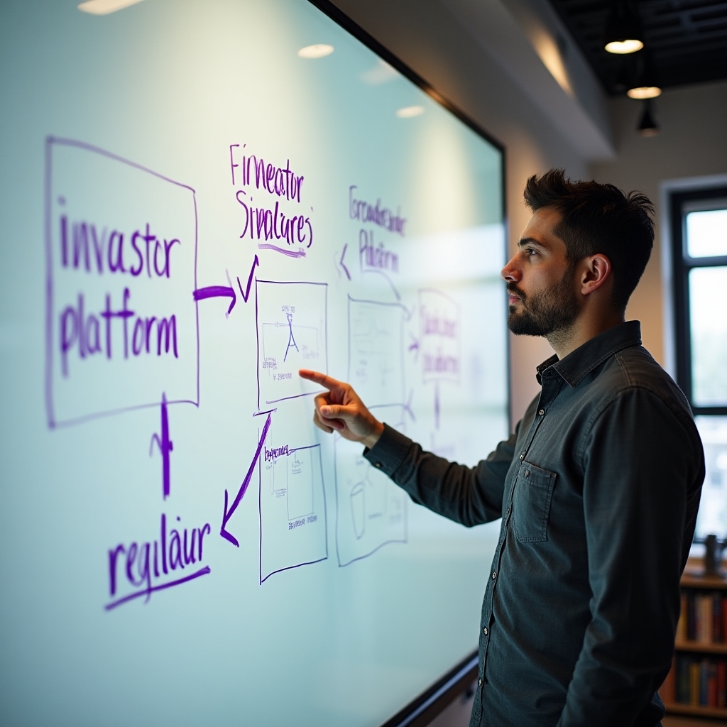 Visual diagram of crowdlending platform architecture showing the relationship between investors, platform, and borrowers in a regulatory framework